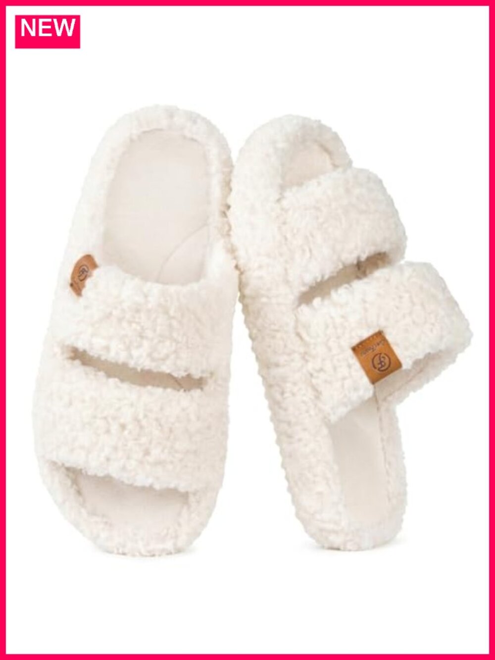Faux Fur Open-Toe Memory Foam Slippers Non-Slip Indoor Outdoor Machine Washable